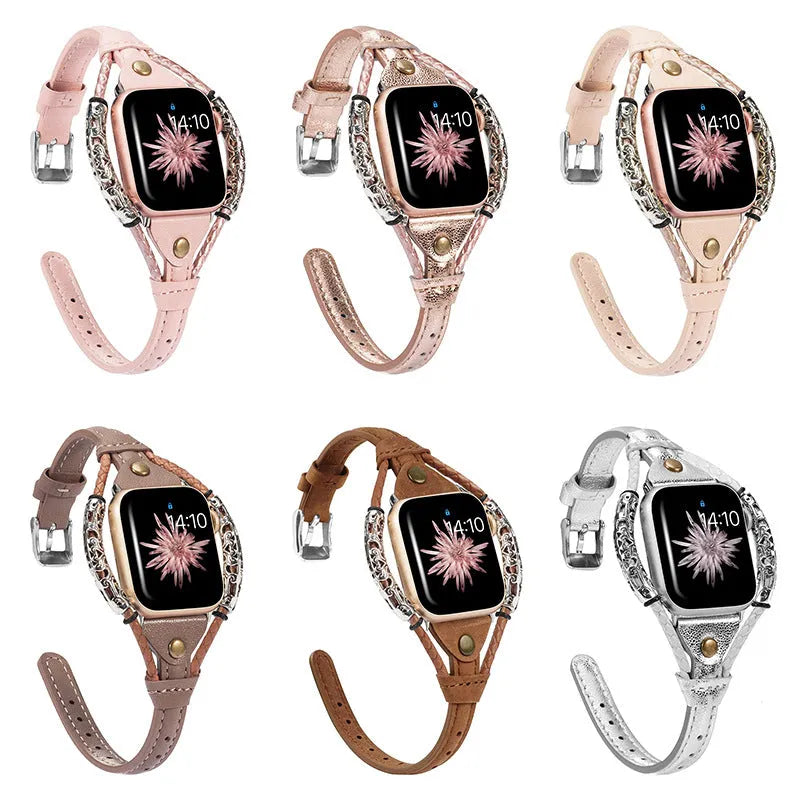 Handmade vintage metal bracelet fashion leather strap - Bellarte Enchanté Handmade vintage metal bracelet fashion leather strap